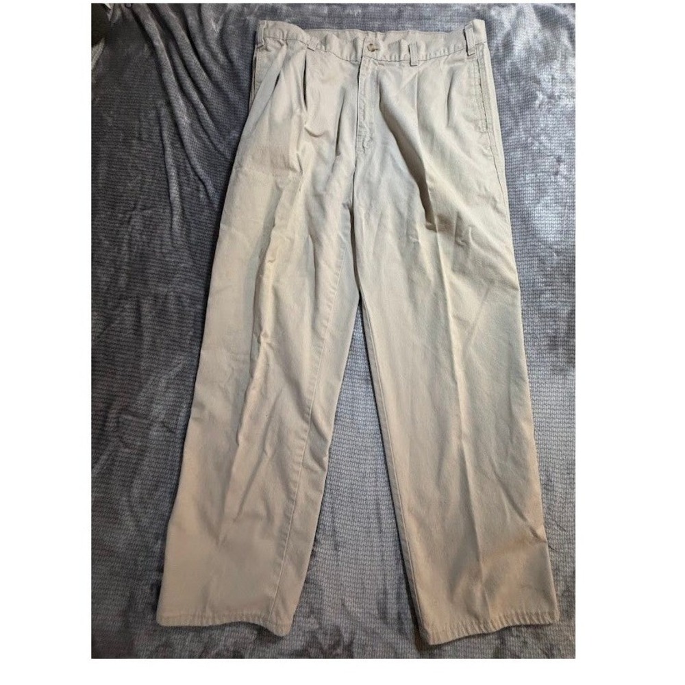 Vintage Dockers Pleated Khaki Chinos Mens 36x30 Tan Relaxed Fit Cotton Pants